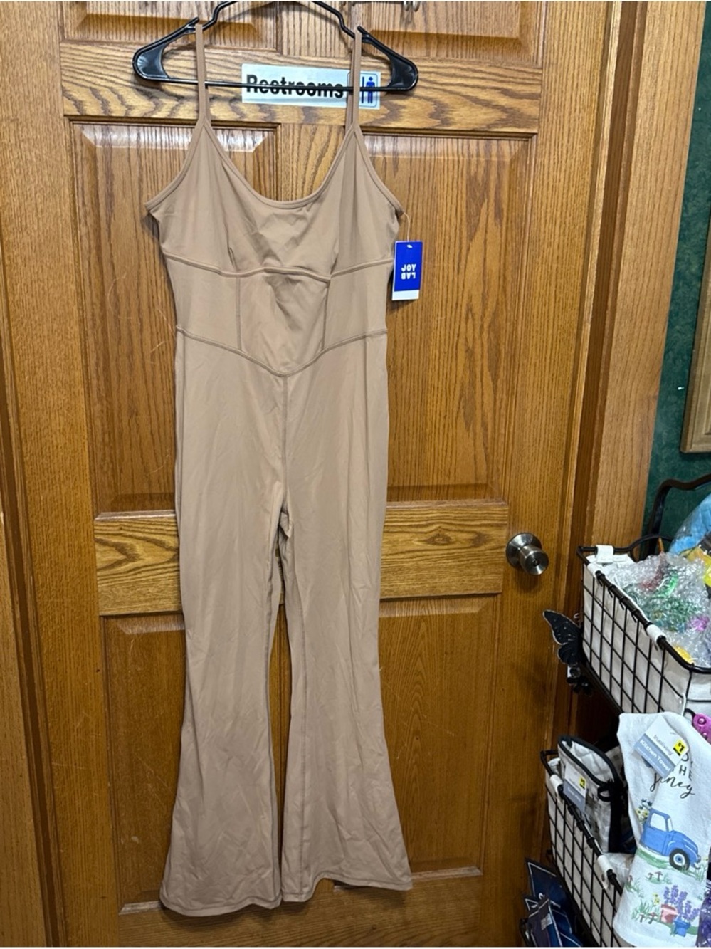 JoyLab Women XL Beige Flared Jumpsuit